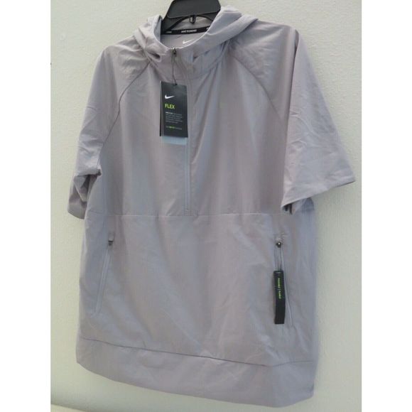 Nike 890110-027 Women's Sz L Gray Flex Running Hooded Short Sleeve Jacket - Picture 3 of 7